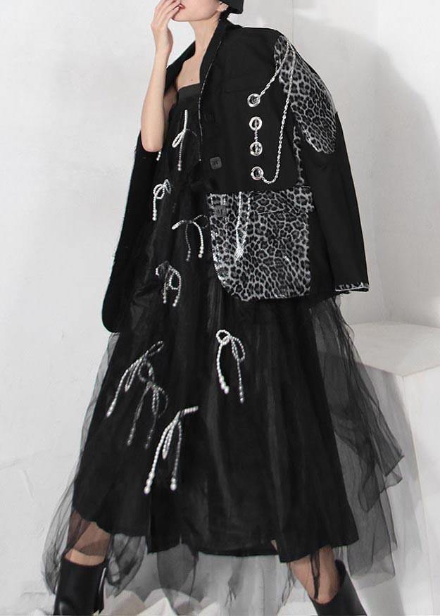 Handmade Black Bow Hollow Outside open Summer Skirt - SooLinen