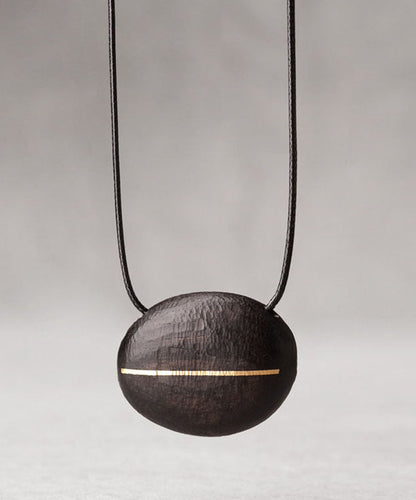 Handmade Black Copper Ebony Waxed Cord Sweater Pendant Necklace