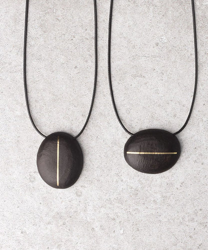 Handmade Black Copper Ebony Waxed Cord Sweater Pendant Necklace