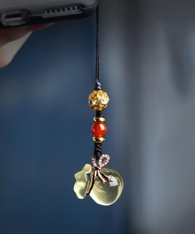 Cadenas para teléfono con monedero de circonita de cristal negro hechas a mano