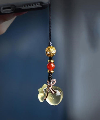 Cadenas para teléfono con monedero de circonita de cristal negro hechas a mano