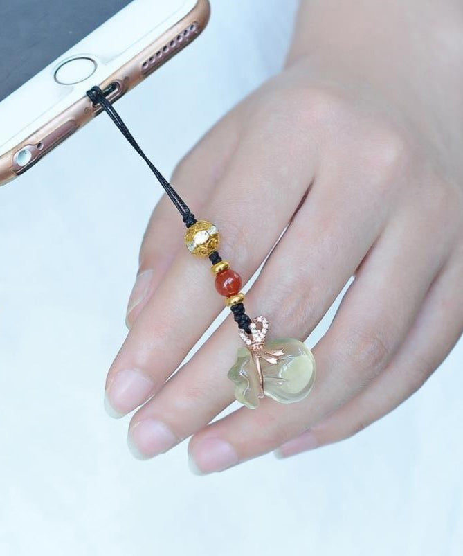 Cadenas para teléfono con monedero de circonita de cristal negro hechas a mano