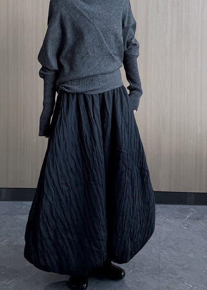 Handmade Black Exra Large Hem Fine Cotton Filled Skirts Winter