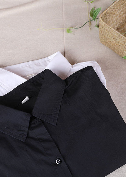 Handgemachtes schwarzes Loose Button asymmetrisches Design Herbst Top Langarm