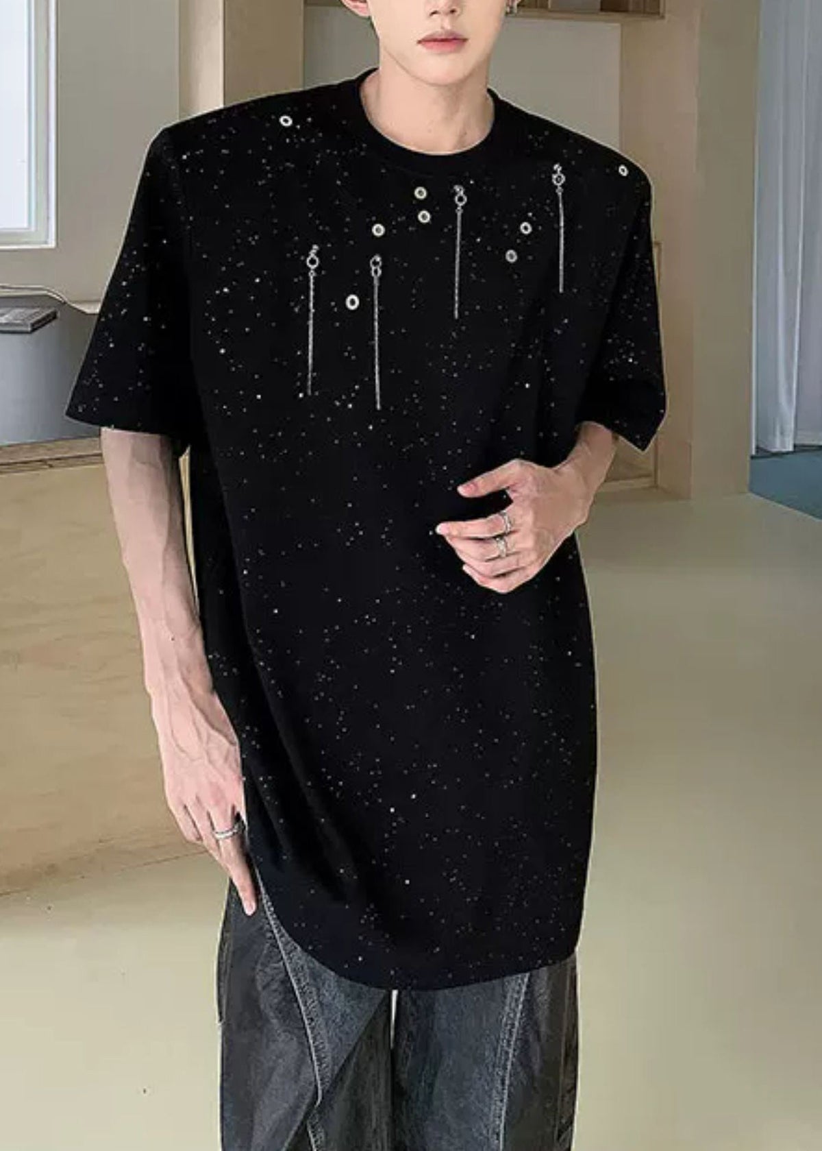 Handmade Black Oversized Cotton Men Shirt And T Shirt Summer