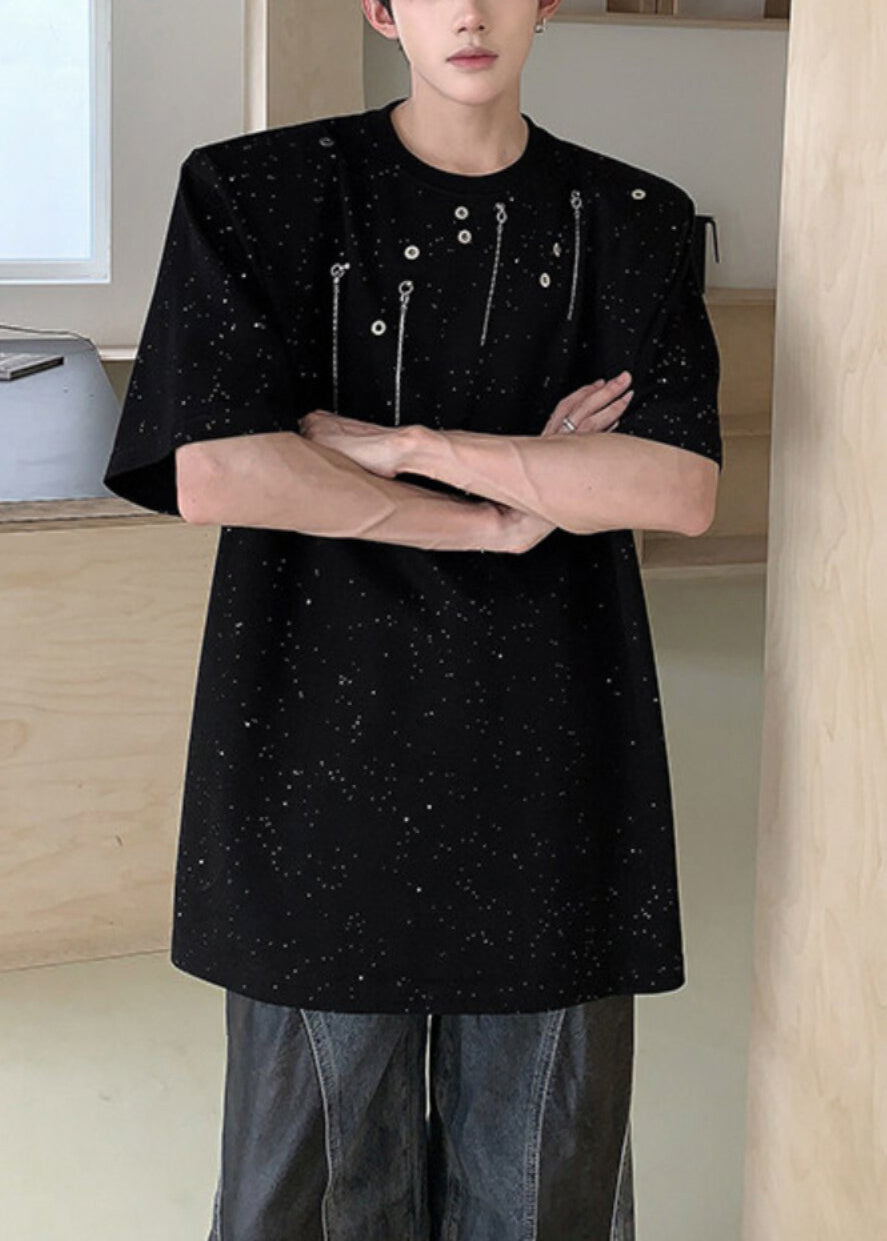 Handmade Black Oversized Cotton Men Shirt And T Shirt Summer