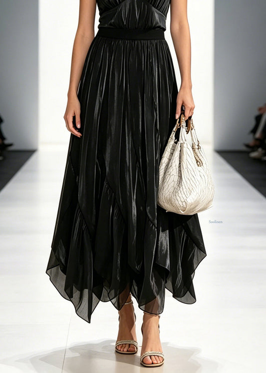 Handmade Black Patchwork Tulle A Line Skirts