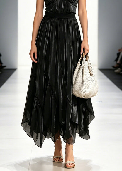 Handmade Black Patchwork Tulle A Line Skirts