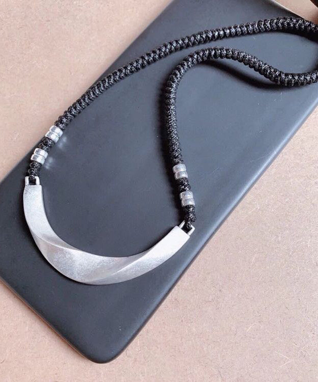 Handgefertigte schwarze Sterlingsilber-Kabelkette