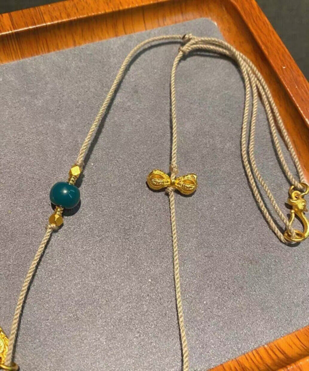 Handgemachte schwarze Sterling Silber Overgild Achat Lariat Halskette