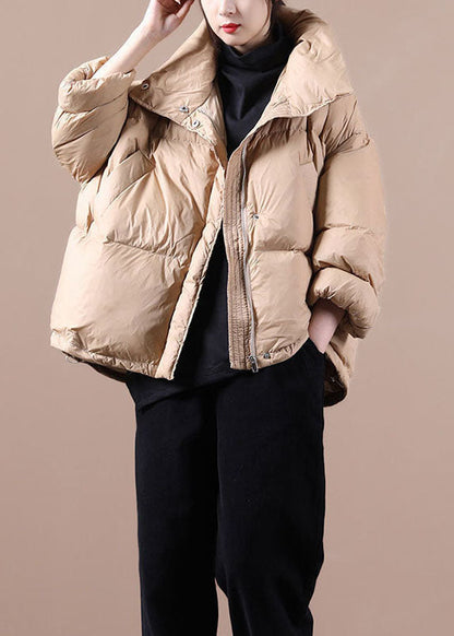 Handgemachte schwarze modische Winter-Daunenjacke mit Reißverschluss