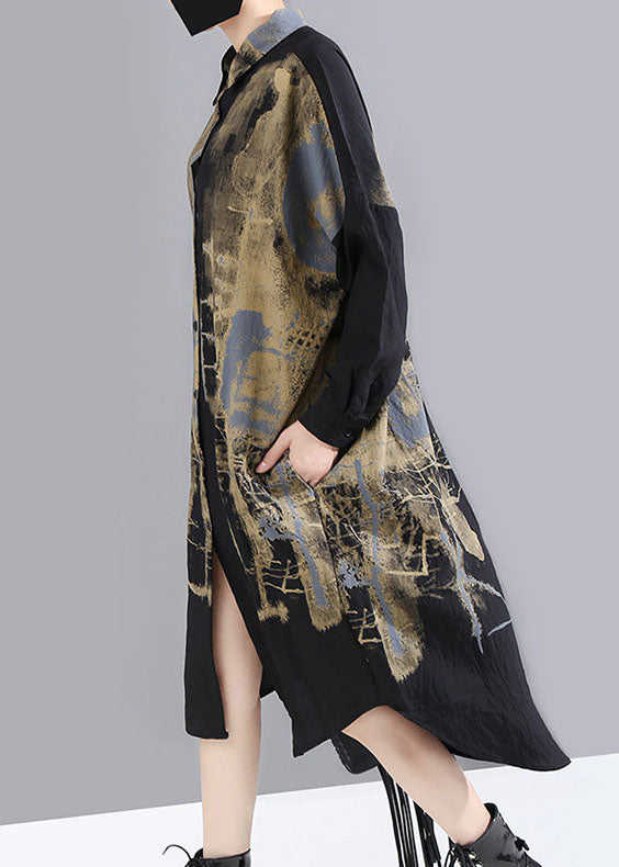 Handgemachtes schwarzes Hemdkleid mit niedrigem und hohem Design und Peter-Pan-Kragen