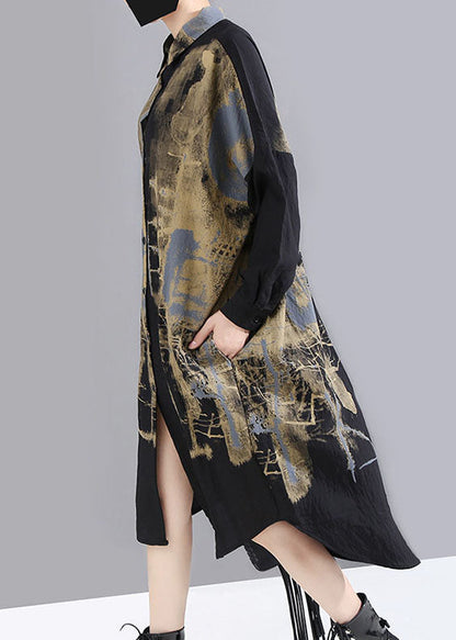 Handgemachtes schwarzes Hemdkleid mit niedrigem und hohem Design und Peter-Pan-Kragen