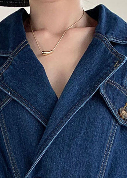 Handgemachter Blauer Peter Pan Kragen Jeans Jumpsuit Frühling