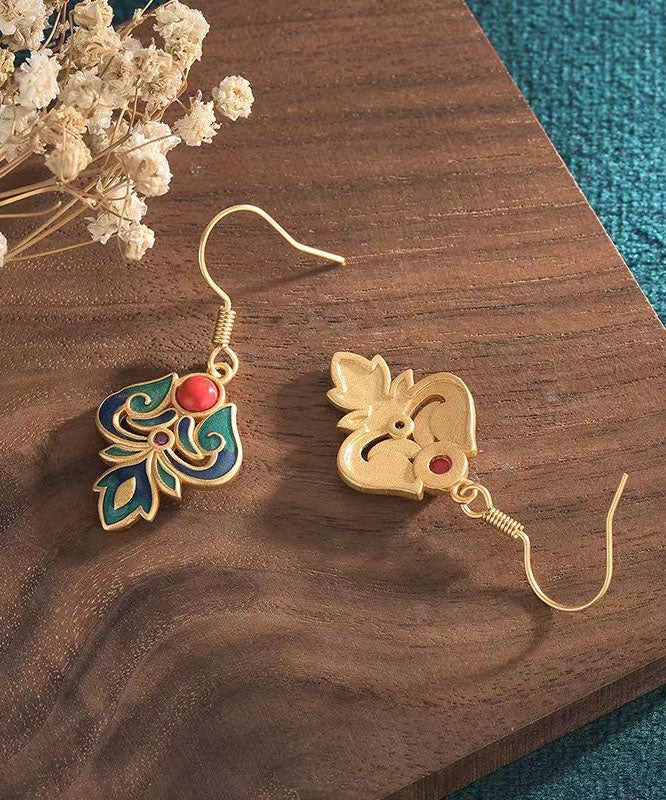 Pendientes colgantes de ágata cristalina esmaltada en plata de ley azul hechos a mano