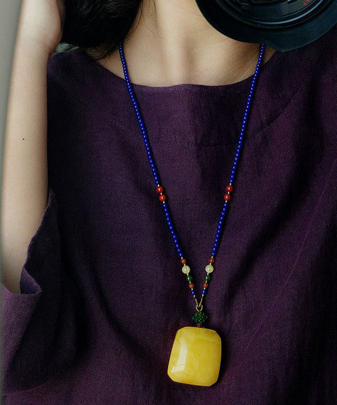 Handgemachte Halskette mit Anhänger aus blauem Sterlingsilber mit eingelegten Edelsteinen