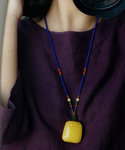 Handgemachte Halskette mit Anhänger aus blauem Sterlingsilber mit eingelegten Edelsteinen