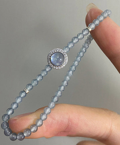 Handgefertigtes Armband aus blauem Sterlingsilber mit Zirkonia-Edelsteinen