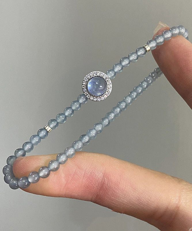 Handgefertigtes Armband aus blauem Sterlingsilber mit Zirkonia-Edelsteinen