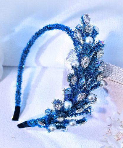 Handmade Blue Weave Acrylic Pearl Zircon HairPiece