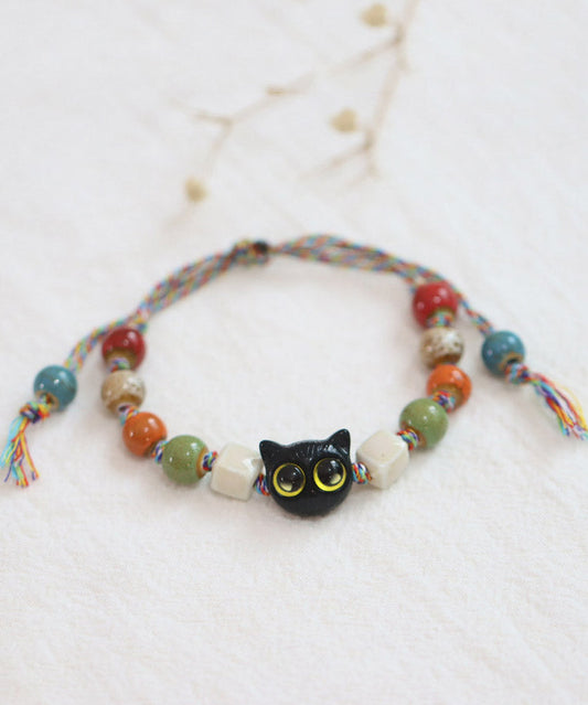 Handmade Blue Weave Ceramic Beading Owl Charm Bracelet