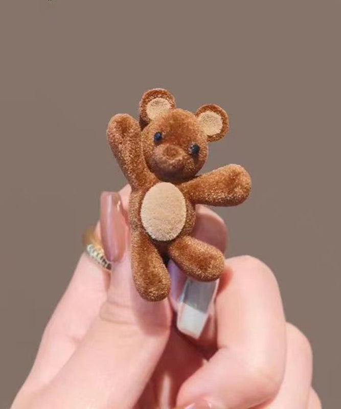 Horquilla de aleación con forma de conejito marrón hecha a mano