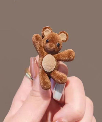 Horquilla de aleación con forma de conejito marrón hecha a mano