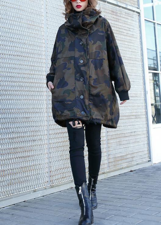Handmade Button pockets fine coat for woman camouflage silhouette coat - SooLinen