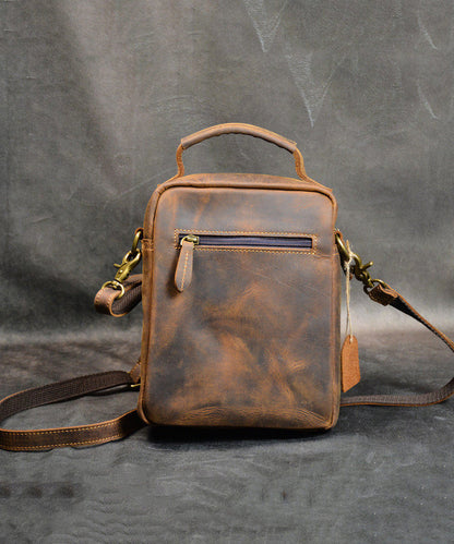 Handmade Casual Brown Calf Leather Message Bag Bag