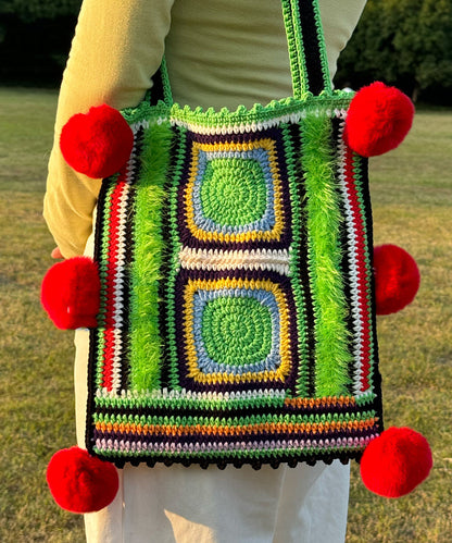 Bolso de hombro informal de gran capacidad tejido a mano
