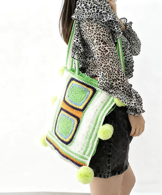 Bolso de hombro informal de gran capacidad tejido a mano