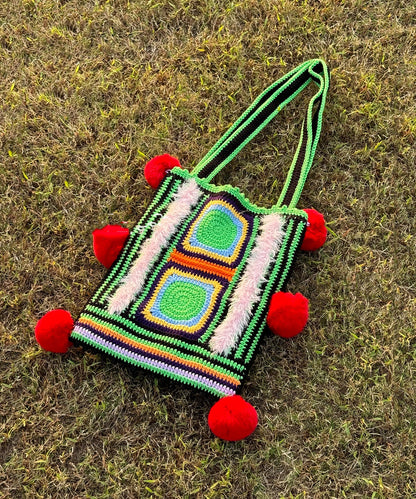 Bolso de hombro informal de gran capacidad tejido a mano