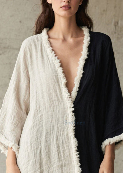 Handgefertigte, asymmetrische Patchwork-Strickjacke aus Kunstpelz im Colorblock-Stil für den Frühling