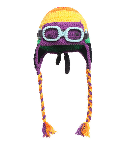 Gorro Bonnie de punto con bloques de color, hecho a mano