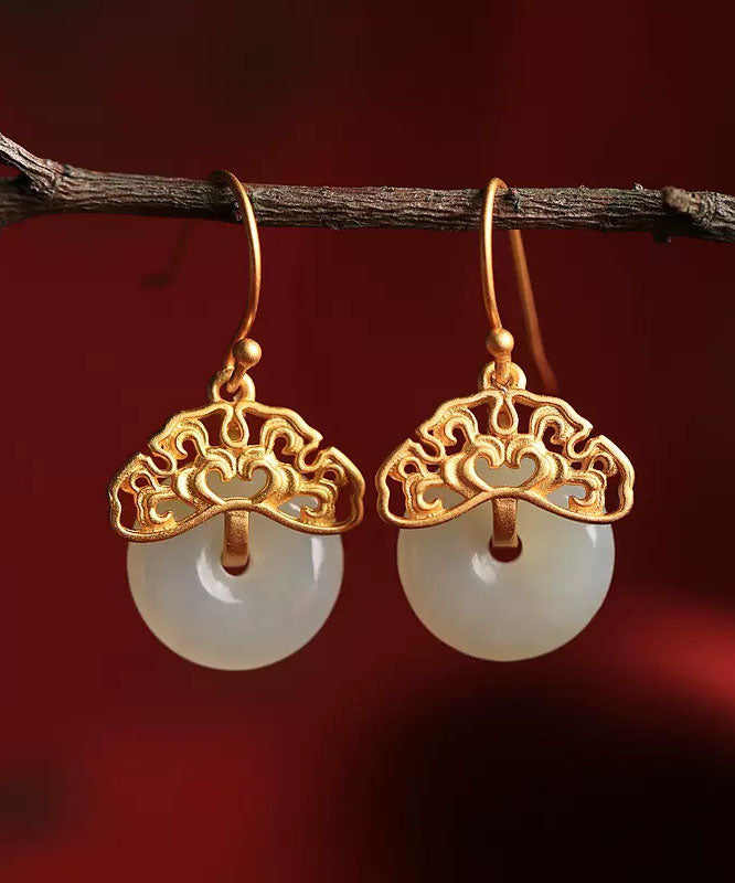 Handgemachte Cyan Sterling Silber Intarsien Jade Glücksverheißende Wolken Tropfen Ohrringe