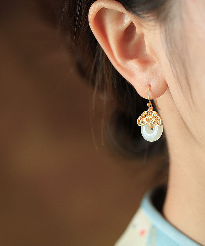 Handgemachte Cyan Sterling Silber Intarsien Jade Glücksverheißende Wolken Tropfen Ohrringe