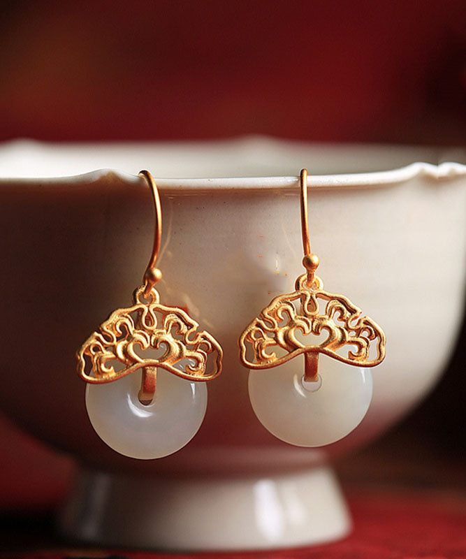 Handgemachte Cyan Sterling Silber Intarsien Jade Glücksverheißende Wolken Tropfen Ohrringe