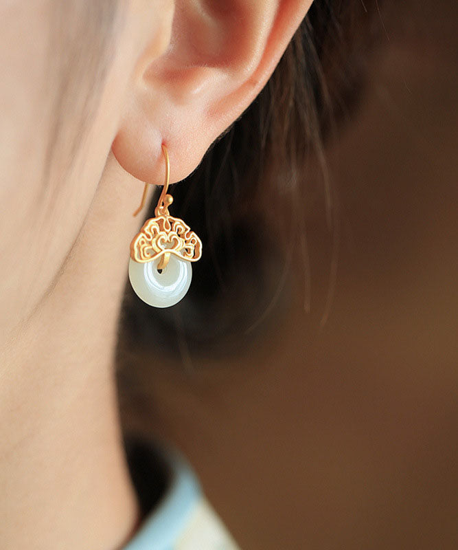 Handgemachte Cyan Sterling Silber Intarsien Jade Glücksverheißende Wolken Tropfen Ohrringe