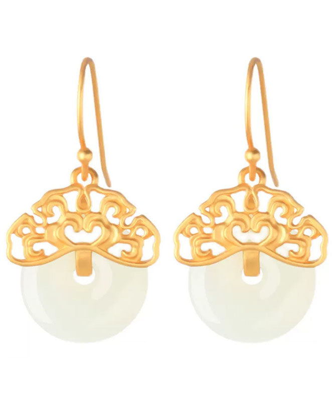 Handgemachte Cyan Sterling Silber Intarsien Jade Glücksverheißende Wolken Tropfen Ohrringe