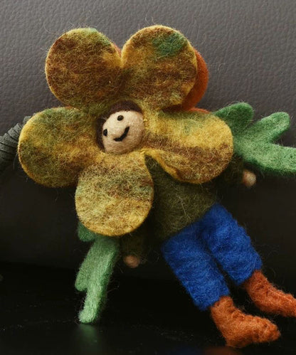 Handgefertigte dunkelgrüne Sonnenblumen-Schlüsselanhänger für Mädchen