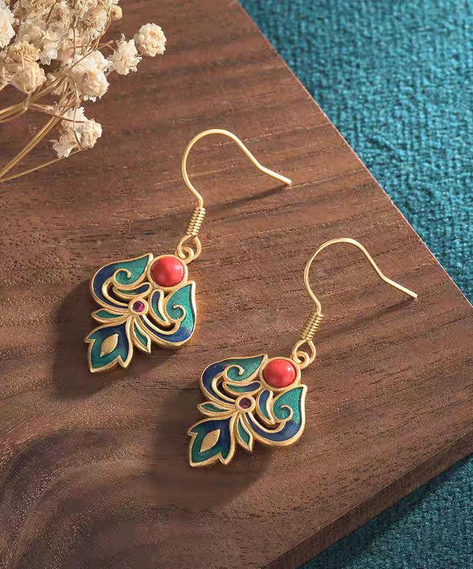 Handgefertigte grüne Sterling-Splitter-Achat-Emaille-Chalcedon-Tropfenohrringe