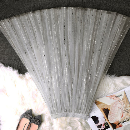 Handgemachte graue Pailletten Tüll Plissee Sommerröcke