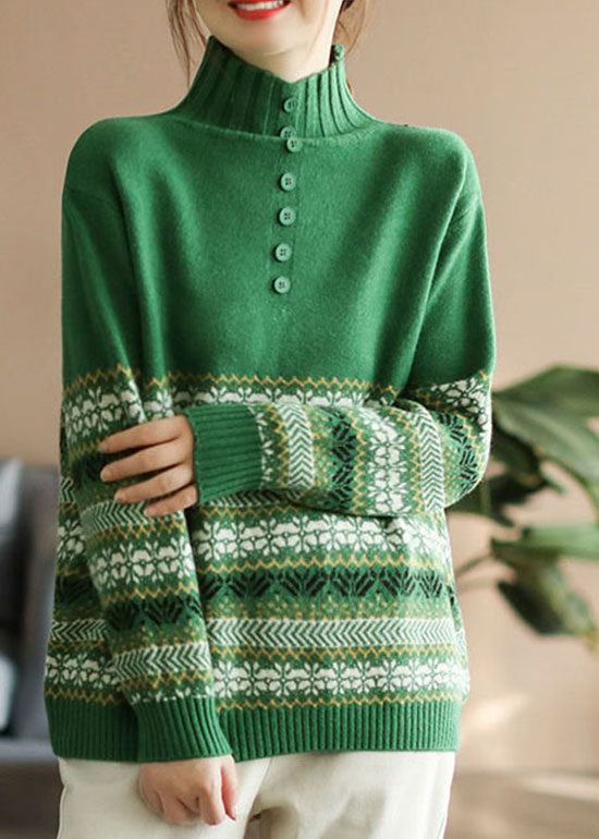 Handgemachte Khaki Rollkragen dicken Strickpullover Langarm