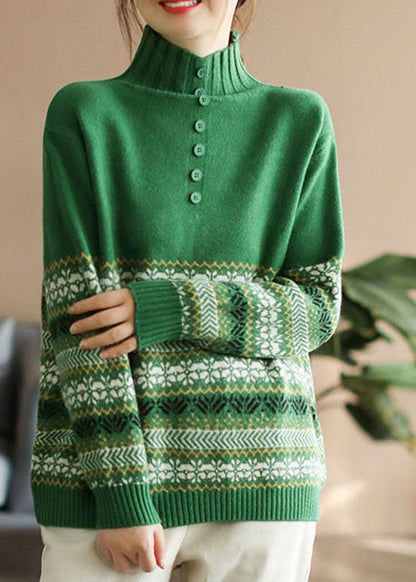 Handgemachte Khaki Rollkragen dicken Strickpullover Langarm