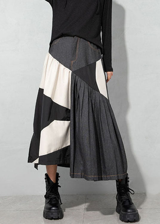 Handgemachte hellblaue asymmetrische Patchwork-Jeansröcke Frühling