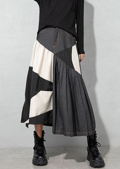 Handgemachte hellblaue asymmetrische Patchwork-Jeansröcke Frühling