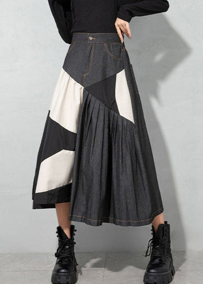 Handgemachte hellblaue asymmetrische Patchwork-Jeansröcke Frühling