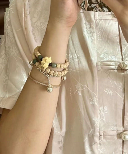 Pulsera hecha a mano con cuentas de Buda de loto amarillo claro