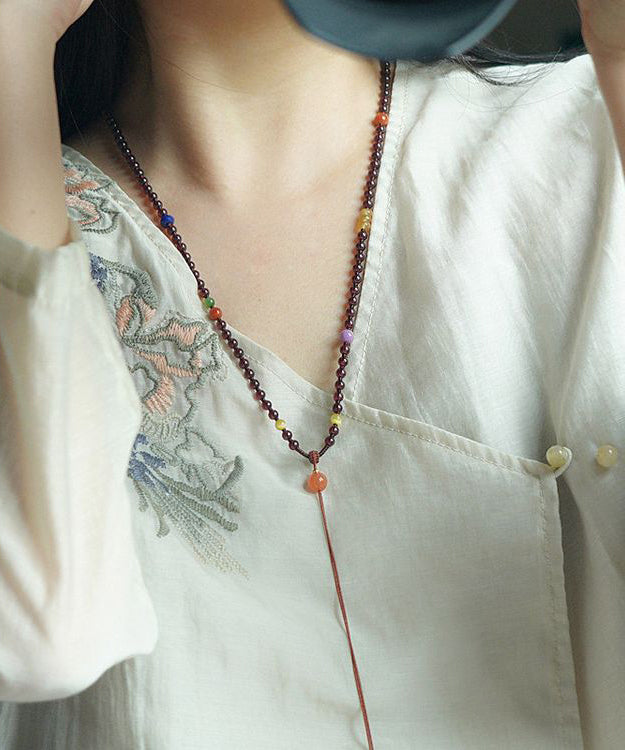 Handgefertigte Halskette mit Jade-Granat-Anhänger aus Maulbeerlegierung