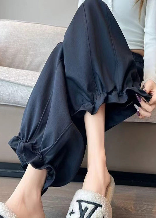 Pantalones cortos de algodón con volantes azul marino hechos a mano para primavera